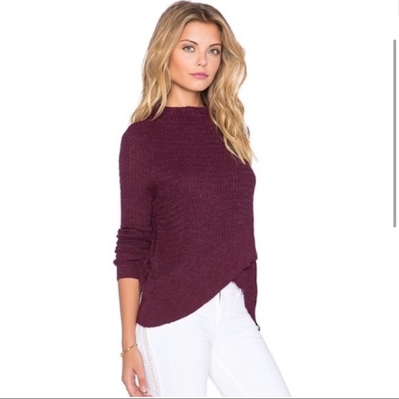Free People BOHO Wrap Sweater Plum Linen Blend Size XS - Picture 3 of 6
